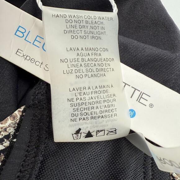 Bleu Rod Beattie Swim Bottoms Size 12 NWT Snake Python Print Foldover Black - Picture 6 of 9